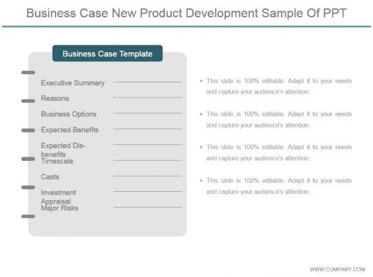 Business Case Template Ppt Business Case New Product Development Sample Ppt
