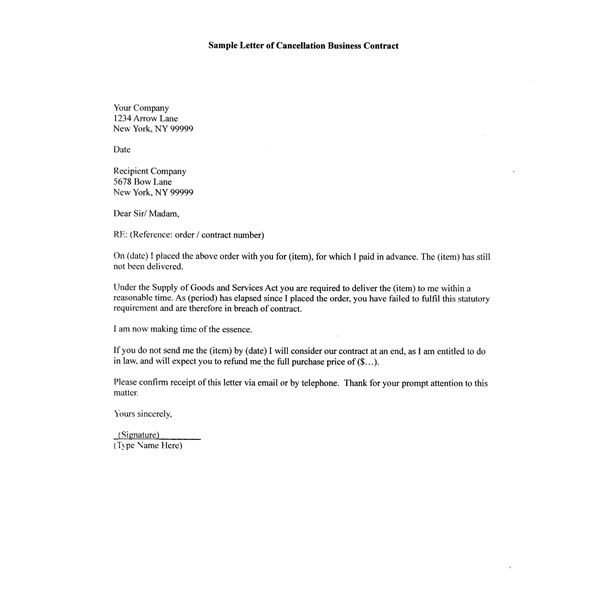 Business Contract Termination Letter How to Write A Sample Letter Of Cancellation Business Contract