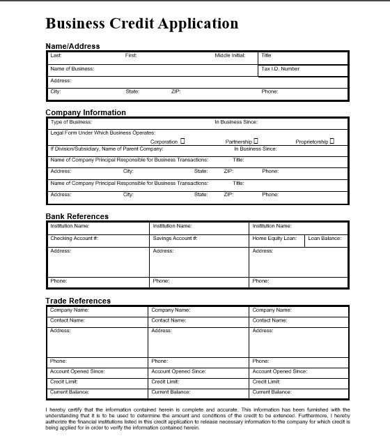 Business Credit Application Template 5 Professional Business Credit Application Template Word