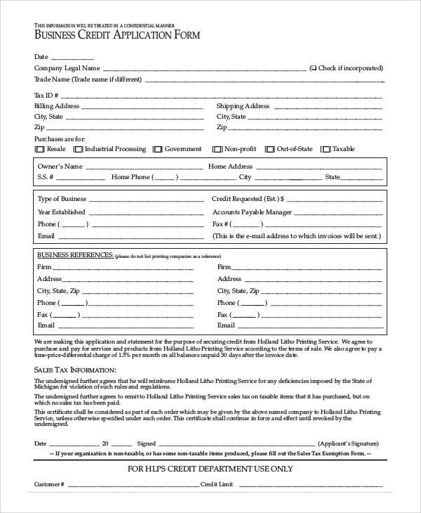 Business Credit Application Template 60 Simple Application forms &amp; Templates In Pdf