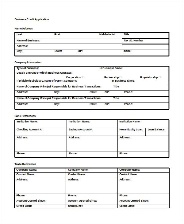 Business Credit Application Template 9 Application Template Word Pdf