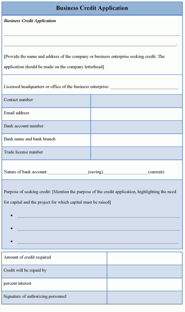 Business Credit Application Template Application Template for Business Credit Sample Of