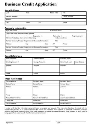 Business Credit Application Template Small Business Free forms Small Business Free forms