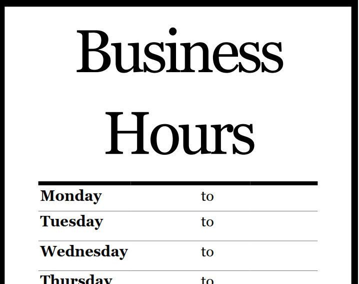 Business Hours Template Microsoft Word Best 25 Business Hours Sign Ideas On Pinterest