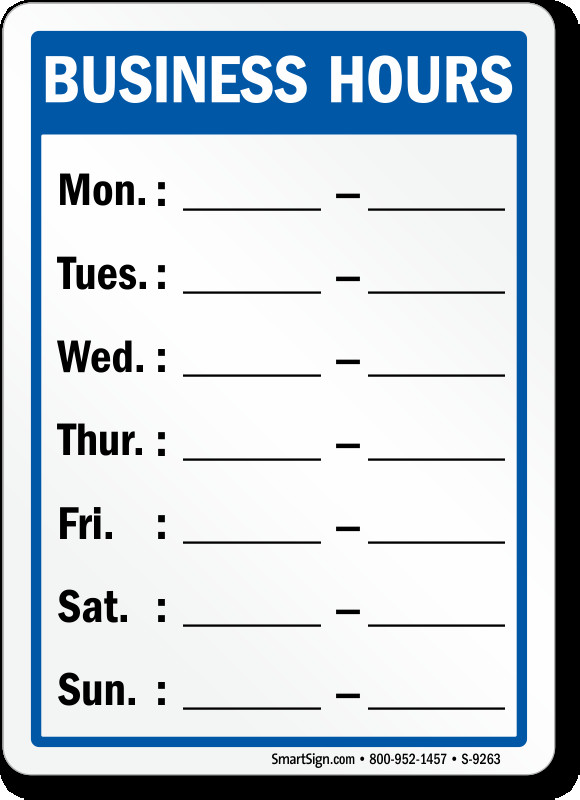 Business Hours Template Microsoft Word Business Hours Signs