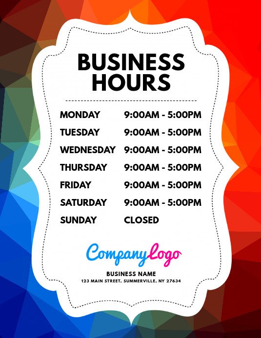 Business Hours Template Microsoft Word Copy Of Business Hours Flyer