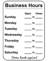 Business Hours Template Microsoft Word Free Printable Business Hours Template Temporary Sign