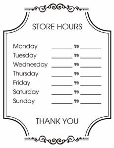 Business Hours Template Microsoft Word Free Printable Store Hours Sign