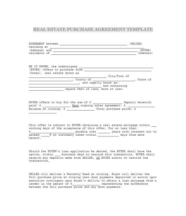 Business Purchase Agreement Template 37 Simple Purchase Agreement Templates [real Estate Business]