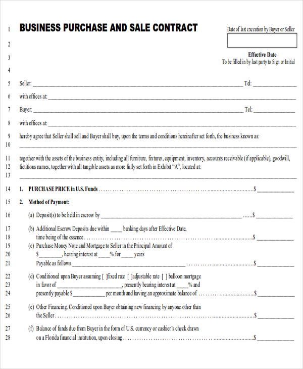 Business Purchase Agreement Template 8 Sample Purchase and Sale Of Business Agreements