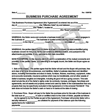 Business Purchase Agreement Template Create A Business Purchase Agreement