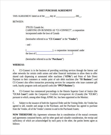 Business Purchase Agreement Template Sample Business Purchase Agreements 8 Free Documents In