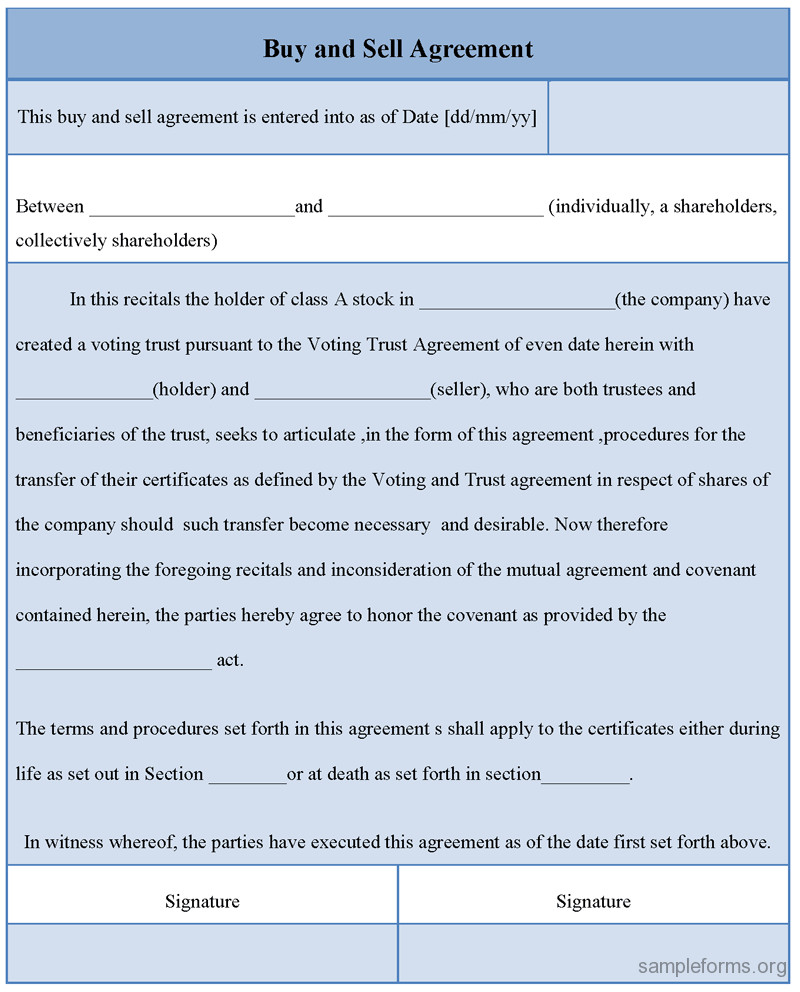 Buy Sell Agreements forms Buy and Sell Agreement form Sample forms