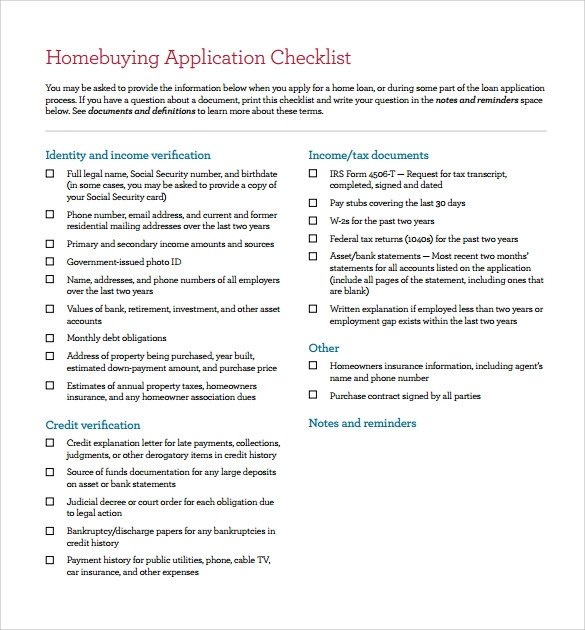 Buying A House Checklist Template Home Buying Checklist 11 Documents In Pdf Word