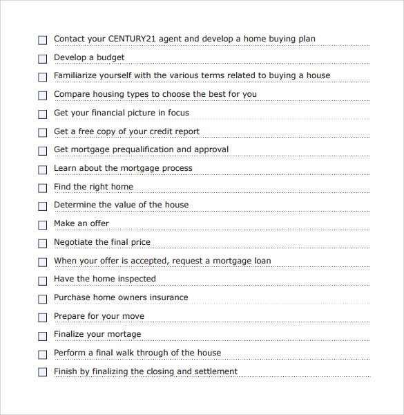 Buying A House Checklist Template Home Buying Checklist 12 Free Samples Examples format