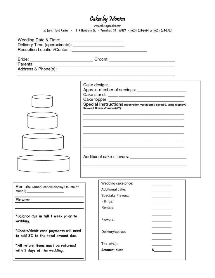 Cake order form Templates Cake order form Doc Cakepins Cake
