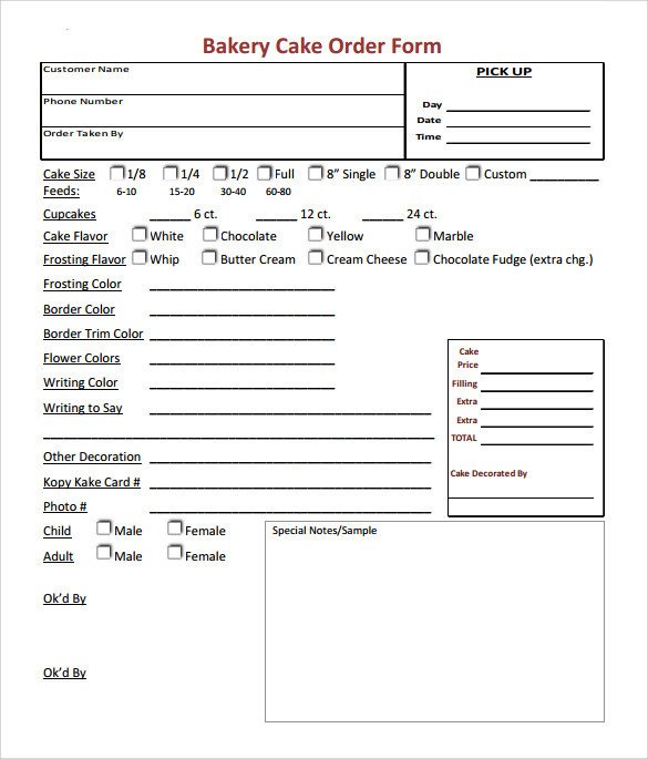 Cake order form Templates Cake order form Template 13 Free Samples Examples