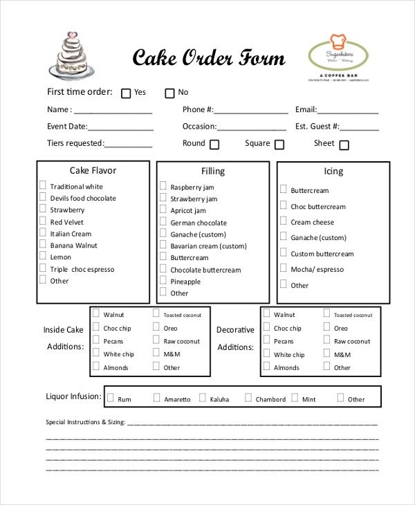 Cake order form Templates Sample Cake order form 10 Free Documents In Word Pdf