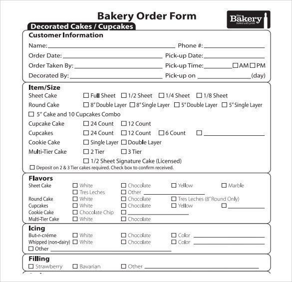 Cake order form Templates Sample Cake order form Template 16 Free Documents