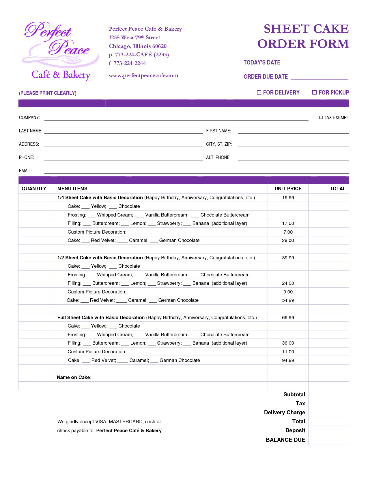 Cake order forms Templates Cake order form Template Free Google Search