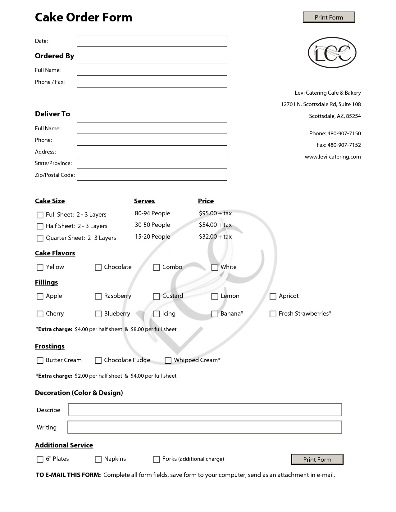 Cake order forms Templates Cake order forms On Pinterest