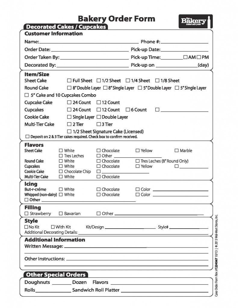 Cake order forms Templates ordering A Custom Cake From Walmart is Not Difficult and