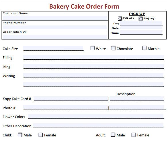 Cake order forms Templates Sample Cake order form Template 16 Free Documents
