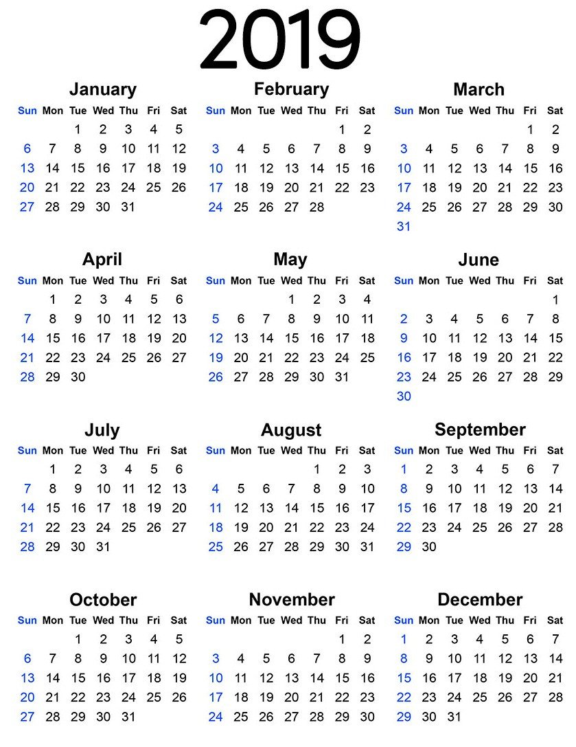 Calendar Template for Word event Calendar 2019 Template