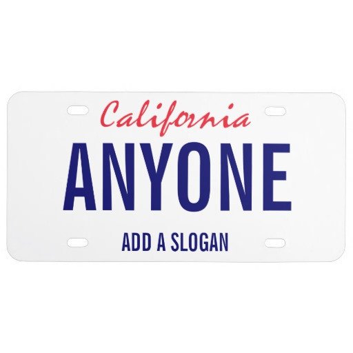 California License Plate Template California Custom License Plate