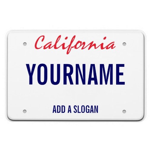 California License Plate Template California License Plate Personalized Rectangular