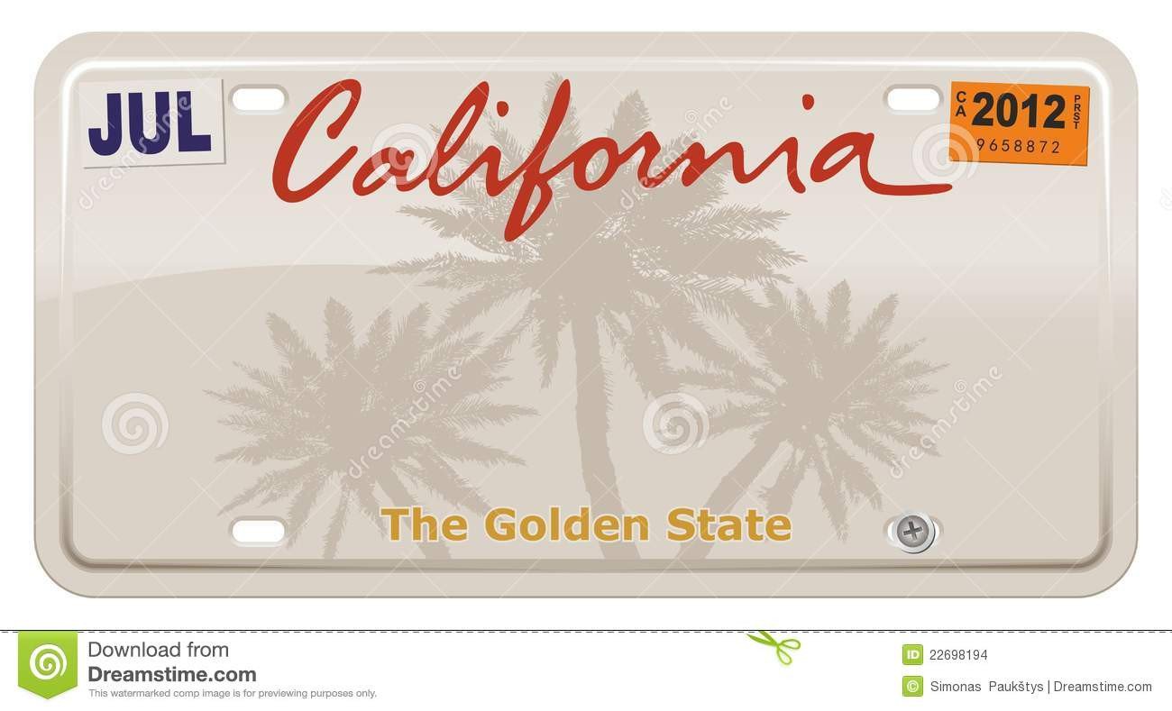 California License Plate Template California Stock Image