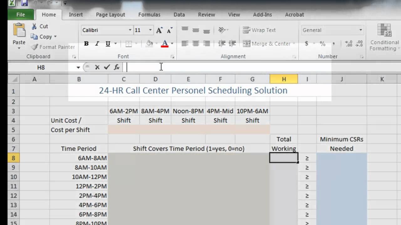 Call Center Staffing Model Template Call Center Staffing and Cost Reduction Using Excel
