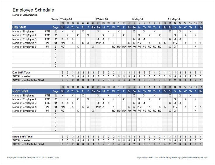 Call Center Staffing Model Template Download the Employee Schedule Template From Vertex42