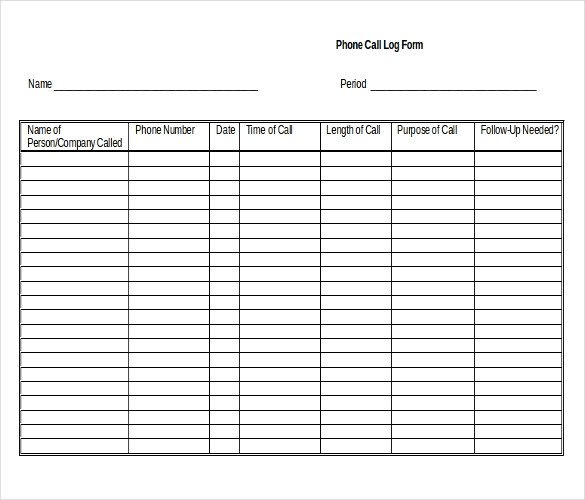 Call Log Template Excel Log Templates – 15 Free Word Excel Pdf Documents