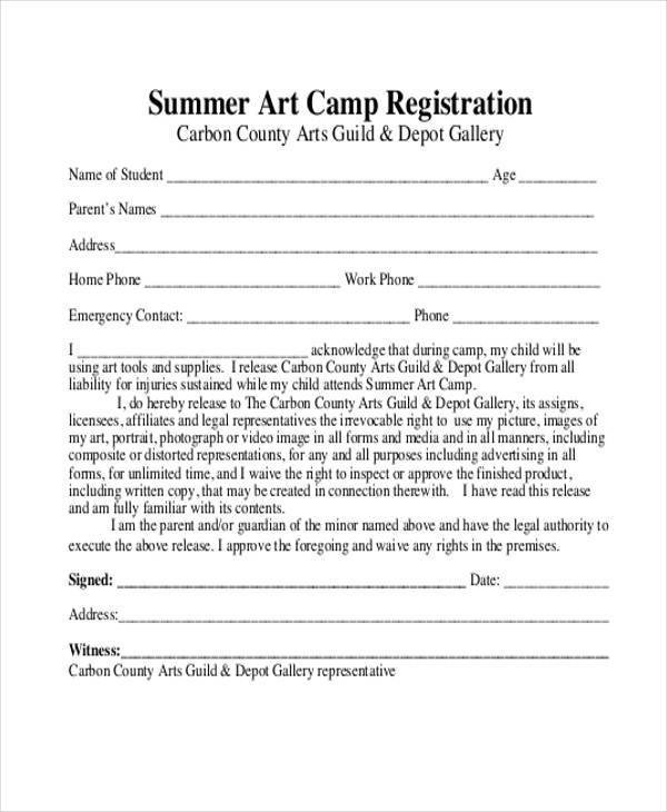 Camp Registration forms 10 Summer Camp Registration form Samples Free Sample