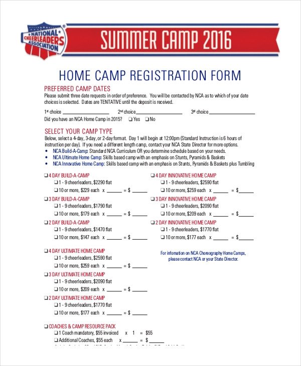 Camp Registration forms Sample Camp Registration form 11 Free Documents In Pdf