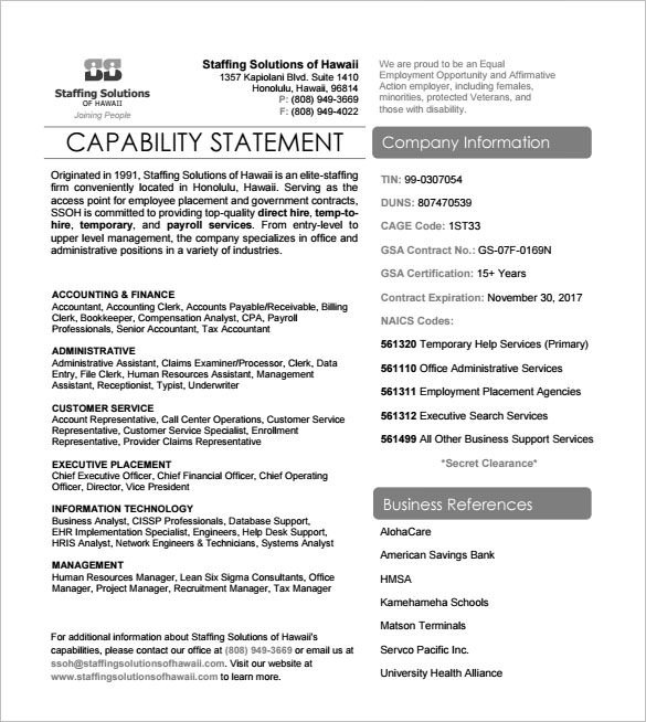 Capability Statement Template Free 14 Capability Statement Templates Pdf Word Pages