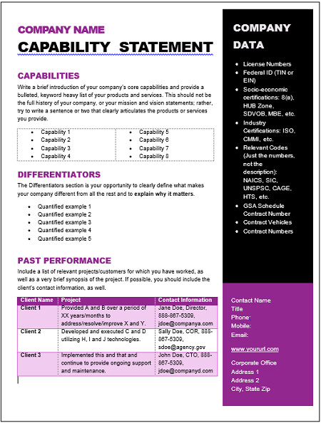 Capability Statement Template Free Get Started Quickly