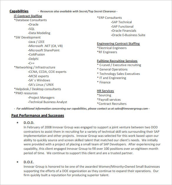 Capability Statement Template Word 14 Capability Statement Templates Pdf Word Pages