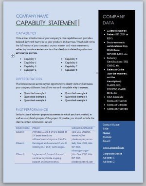 Capability Statement Template Word Get Started Quickly