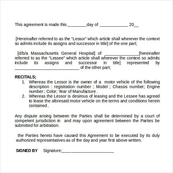 Car Rental Agreement Template Sample Car Rental Agreement 12 Documents In Pdf Word