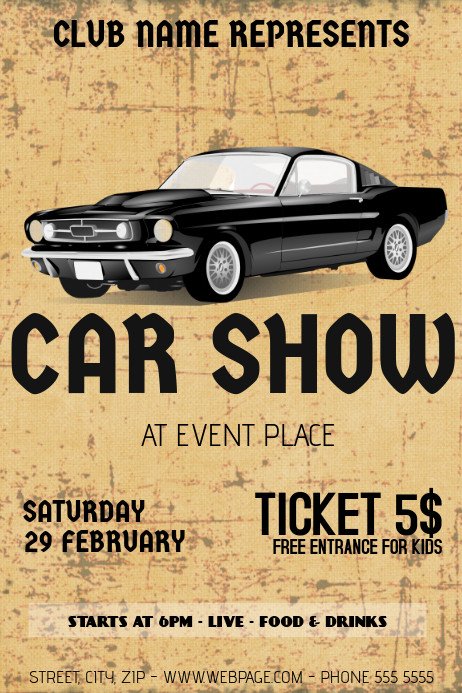 Car Show Flyer Template Free Old Retro Vintage Car Show Flyer Template