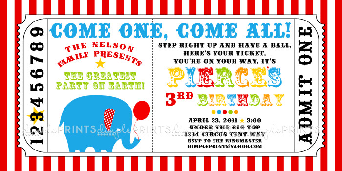 Carnival Ticket Invitation Template Free Circus Carnival Ticket Printable Invite Dimple Prints Shop