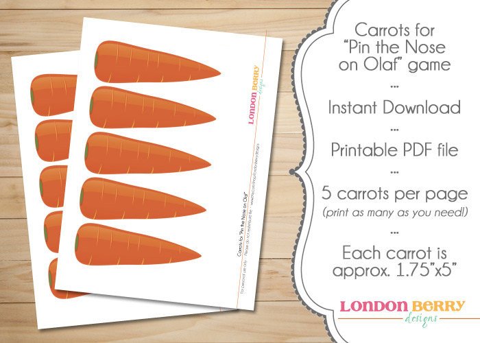 Carrot Nose Printable Snowman Carrot Noses Instant Download