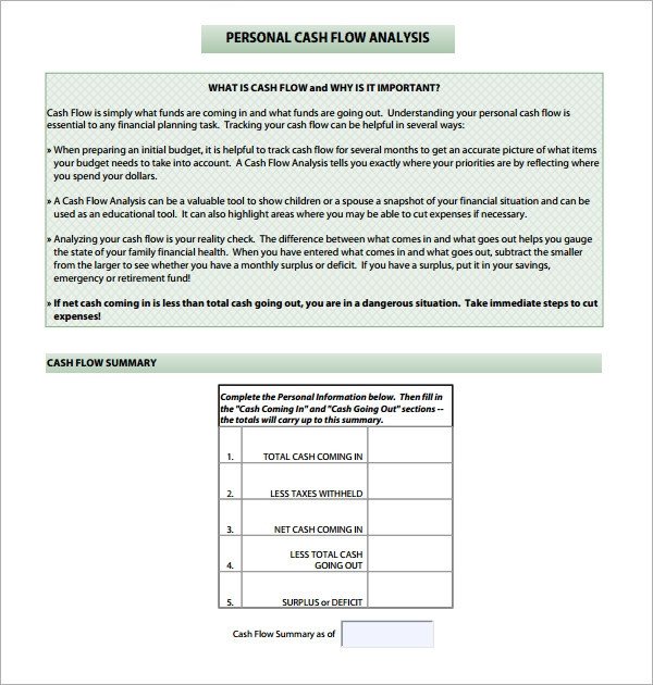 Cash Flow Analysis Template Cash Flow Analysis Template 11 Download Free Documents