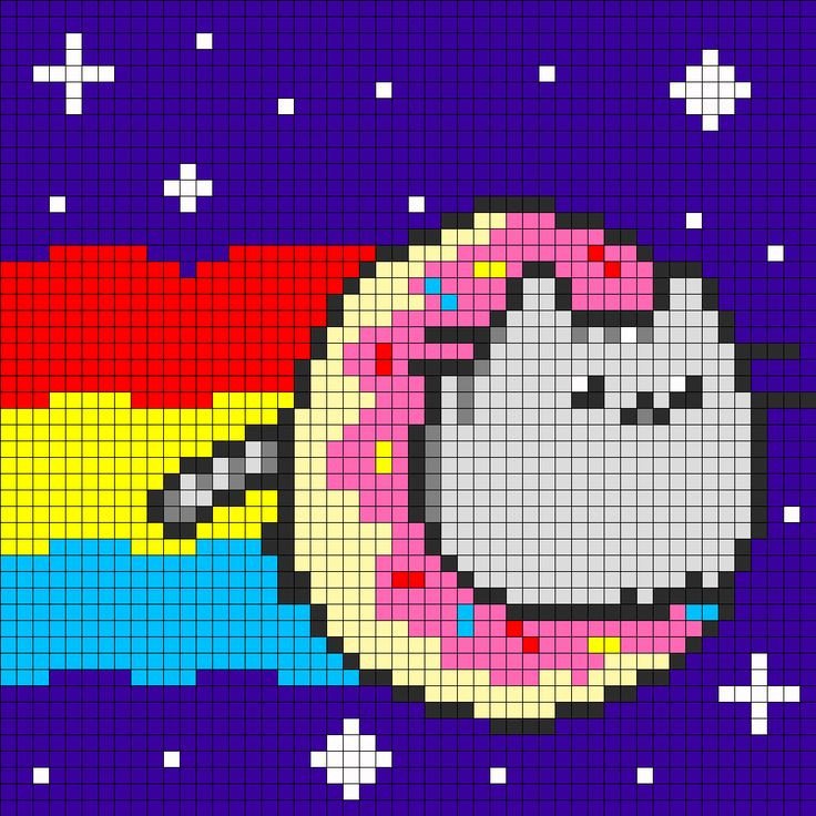 Cat Pixel Art Grid Donut Nyan Cat Perler Bead Pattern