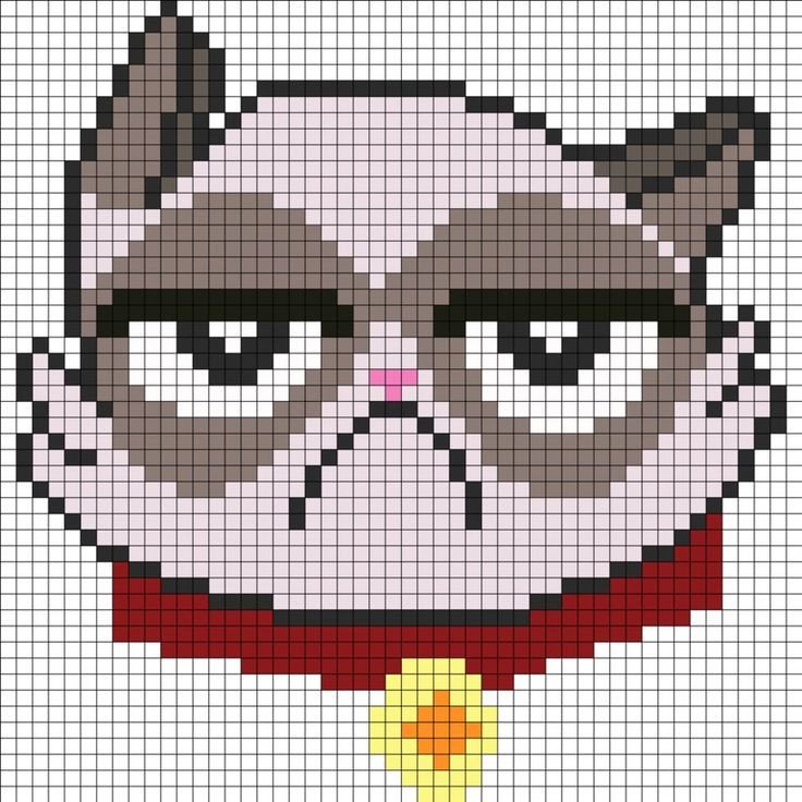 Cat Pixel Art Grid Grumpy Cat Minecraft Blueprints &amp; Pixel Art