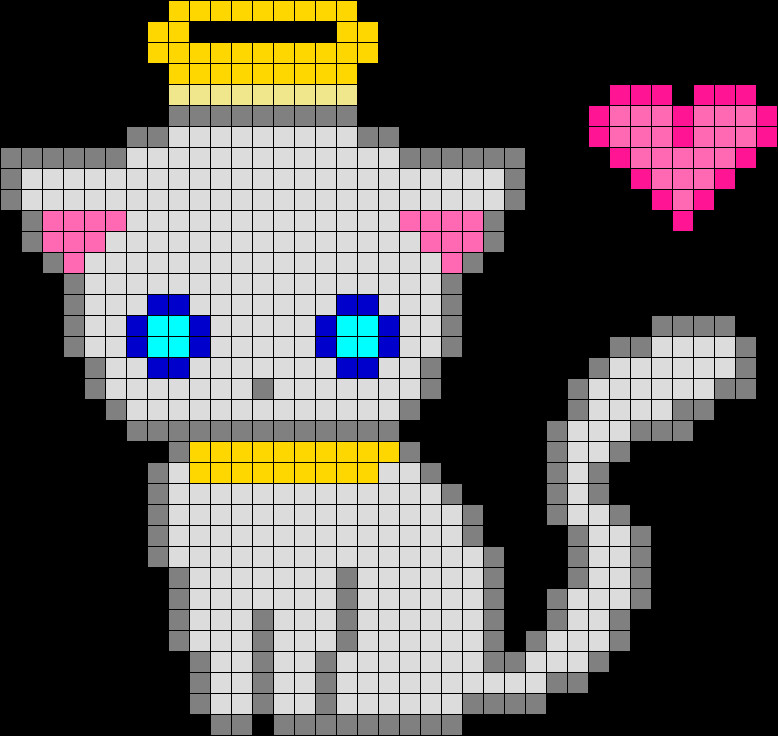 Cat Pixel Art Grid Kawaii Angel Kitten Perler Bead Pattern