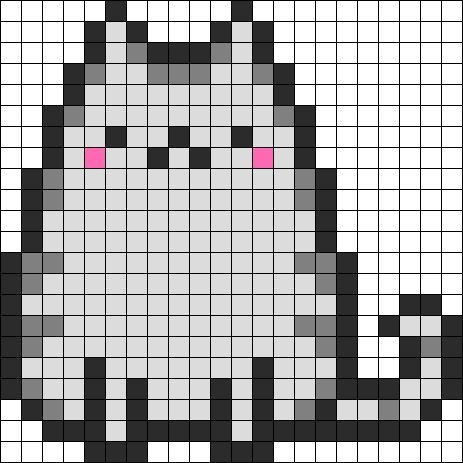 Cat Pixel Art Grid Pusheen the Cat Perler Pattern – Do It and How