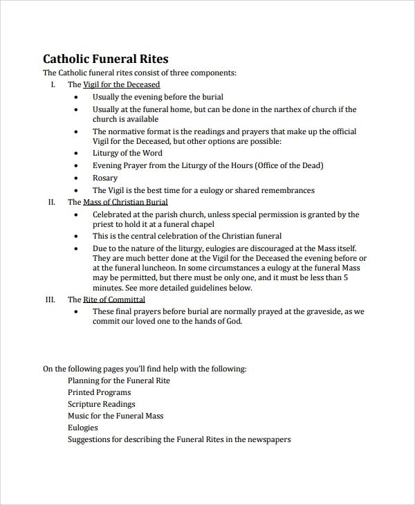 Catholic Funeral Mass Template Sample Catholic Funeral Program 12 Documents In Pdf